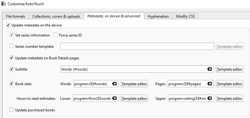 screenshot of the kobo touch menu